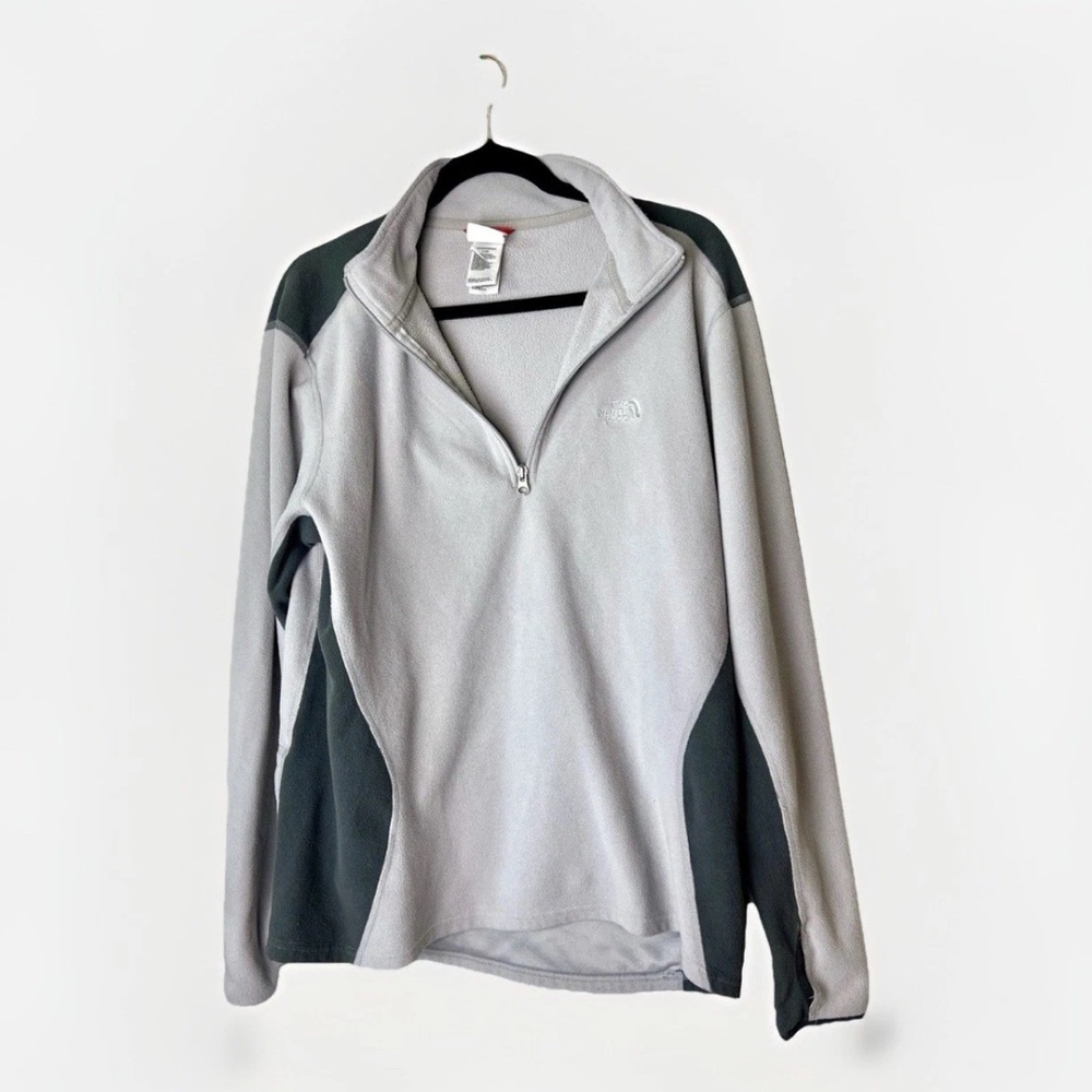 The North Face Gray and Black Zip Up Sweater
